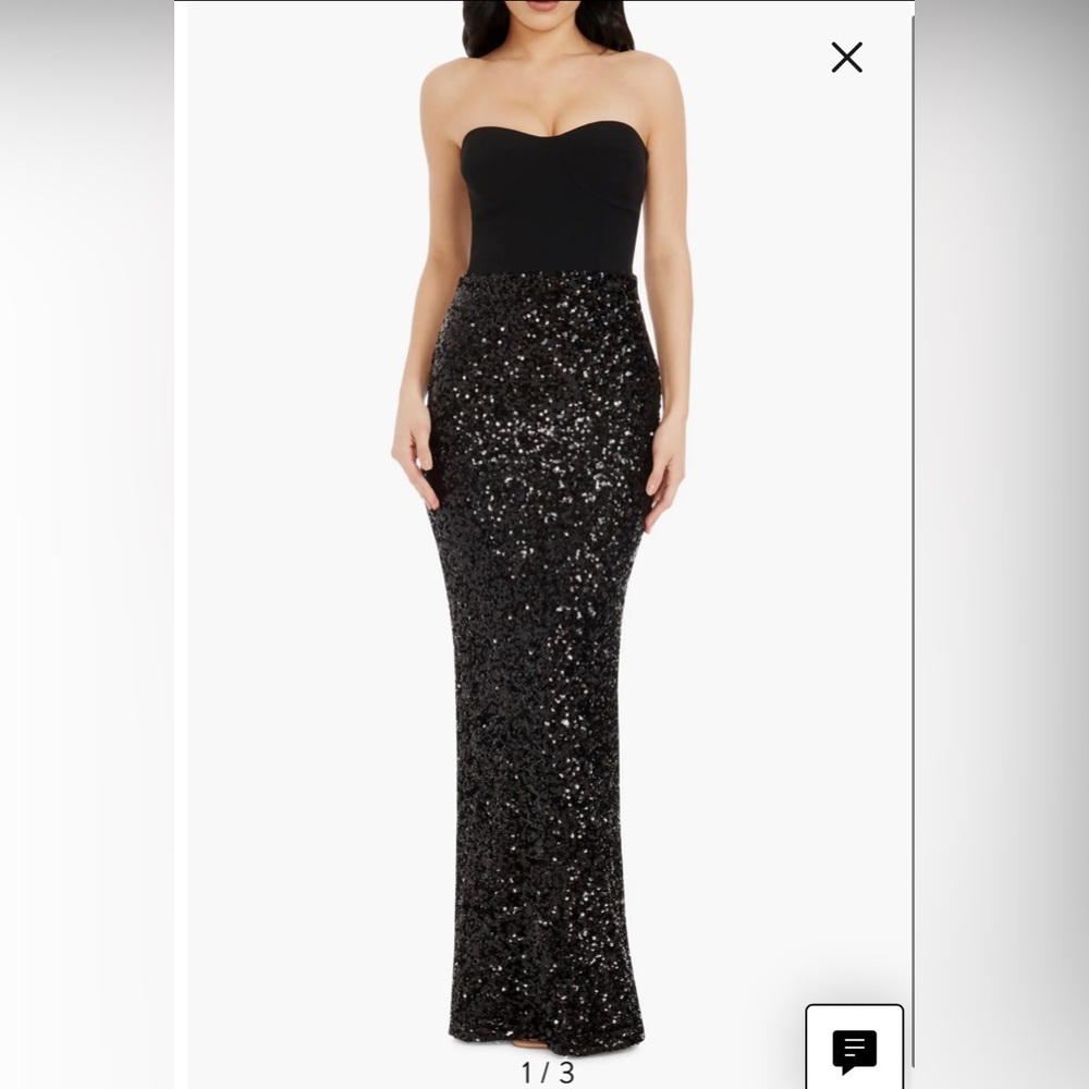 Vada Mixed Media Strapless Gown
Dress the Population